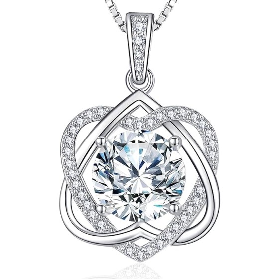 InfinityLove Heart Pendant Necklaces for Women, 2-5 Carat Moissanite Heart Necklace, Anniversary Birthday Christmas Valentine Engagements Mothers Day Jewelry for Wife Her Girlfriend Mom Daughter